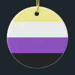 Niet-bindende vlag keramisch ornament<br><div class="desc">Non-Binaire Vlag,  niet-Binair,  niet binair,  enby,  nonbinary,  pride,  vlag,  agender,  gender,  geslacht,  pangender,  bigender</div>