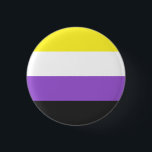 Niet-bindende vlag ronde button 3,2 cm<br><div class="desc">Non-Binaire Vlag,  niet-Binair,  niet binair,  enby,  nonbinary,  pride,  vlag,  agender,  gender,  geslacht,  pangender,  bigender</div>