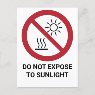 Niet blootstellen aan direct zonlicht, verbodsbord briefkaart