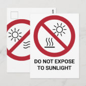 Niet blootstellen aan direct zonlicht, verbodsbord briefkaart (Voorkant / Achterkant)