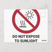 Niet blootstellen aan direct zonlicht, verbodsbord briefkaart (Achterkant)