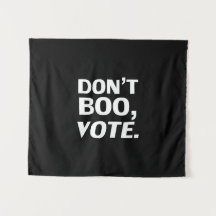 "Niet boe, stem" Halloween verkiezing zwart wit