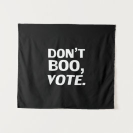 "Niet boe, stem" Halloween verkiezing zwart wit Wandkleed