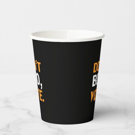 "Niet boeien, stemmen" zwarte oranje witte Hallowe Papieren Bekers (Links)