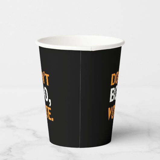 "Niet boeien, stemmen" zwarte oranje witte Hallowe Papieren Bekers (Rechts)