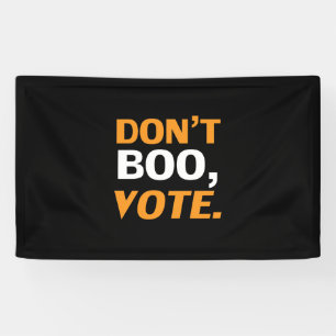 "Niet boeien, stemmen" zwarte oranje witte Hallowe Spandoek