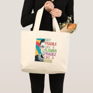 Niet breekbaar als een bloem breekbaar als een bom grote tote bag