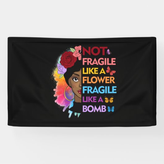 Niet breekbaar als een bloem breekbaar als een bom spandoek (Horizontaal)