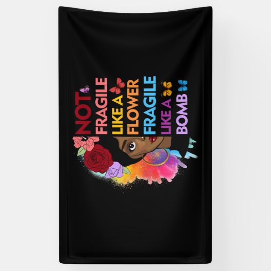 Niet breekbaar als een bloem breekbaar als een bom spandoek (Verticaal)