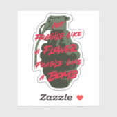 Niet breekbaar als een bloem breekbaar als een bom sticker (Vel)