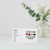 Niet claimen tot je het zeker weet (Kaart-uitsteek Visitekaartje (Staand voorkant)