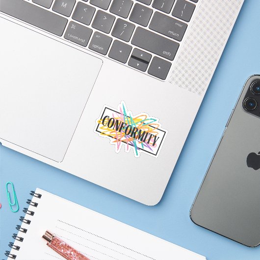 Niet-Conformiteit Sticker (Laptop met iPhone)