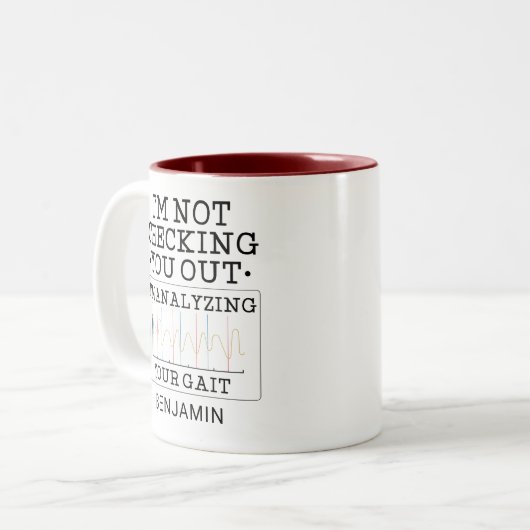 Niet controleren op fysieke therapist-tas tweekleurige koffiemok (Voorkant links)