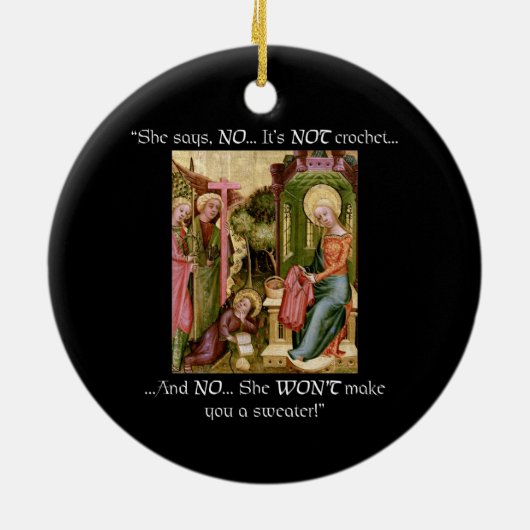 Niet Crochet Funny Medieval Knitting Keramisch Ornament (Achterkant)