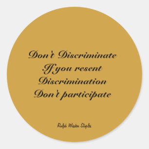Niet discrimineren ronde sticker