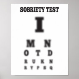 Niet Drink Blurred Sobriety Sober Test Eye Chart Poster