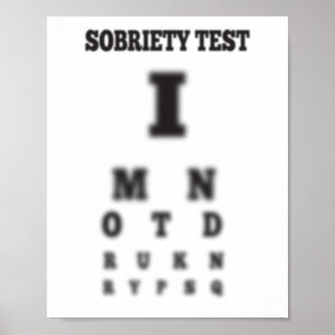 Niet Drink Blurred Sobriety Sober Test Eye Chart Poster