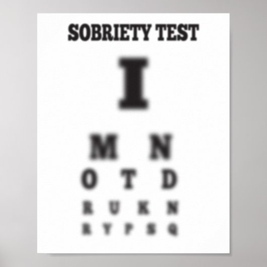Niet Drink Blurred Sobriety Sober Test Eye Chart Poster (Voorkant)