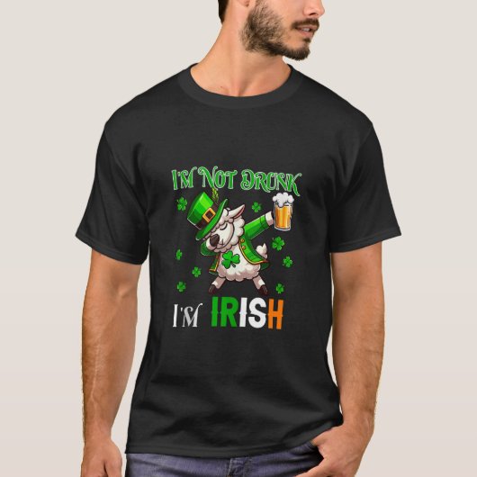 Niet Drink Ik ben Irish Patrick's Day Sheep Beer K T-shirt (Voorkant)