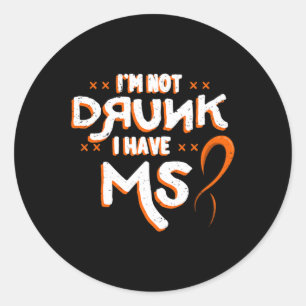 Niet Drink Ik heb MS Oranje Glial litteken Multipl Ronde Sticker