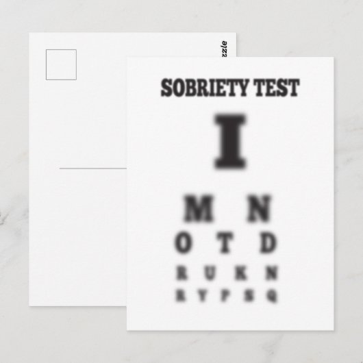 Niet drink Sobriety Blurry Eye Chart Test nuchter Briefkaart (Voorkant / Achterkant)