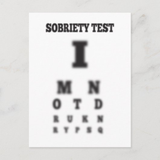 Niet drink Sobriety Blurry Eye Chart Test nuchter Briefkaart (Voorkant)