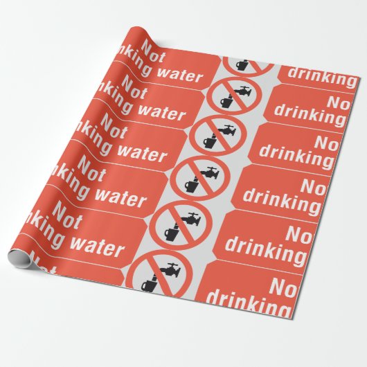 Niet Drink teken voor waterveiligheid Cadeaupapier (Uitgerold)