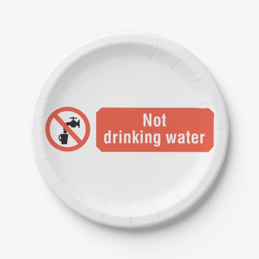 Niet Drink teken voor waterveiligheid Papieren Bordje (Voorkant)