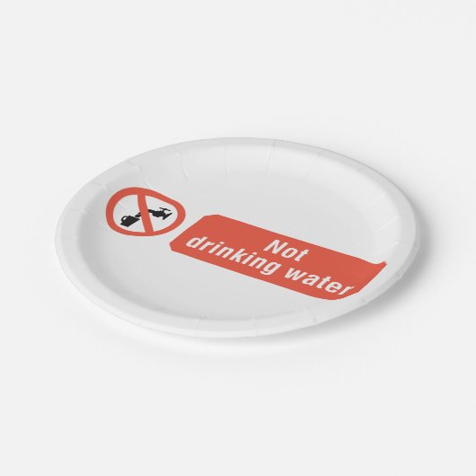 Niet Drink teken voor waterveiligheid Papieren Bordje (Gekanteld)