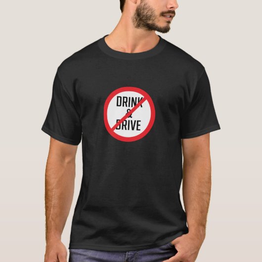 Niet Drinken en Drive Sign | Basic donker T-shirt (Voorkant)