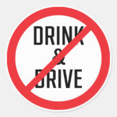 Niet Drinken en Drive Sign Classic Ronde Sticker (Voorkant)
