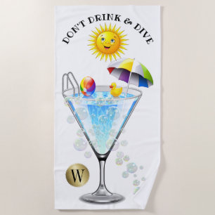 Niet Drinken en duiken strandhanddoek Strandlaken