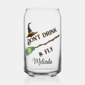 Niet Drinken en grappig vliegen Blikvorm Glas (Voorkant)