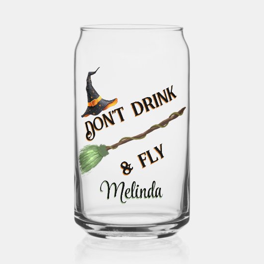 Niet Drinken en grappig vliegen Blikvorm Glas (Voorkant)