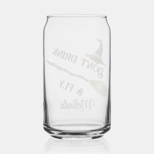 Niet Drinken en grappig vliegen Blikvorm Glas (Achterkant)