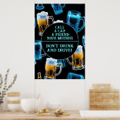 Niet Drinken en rijden 2 bar Poster (Keuken)