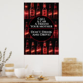 Niet Drinken en rijden 3 bar Poster (Keuken)