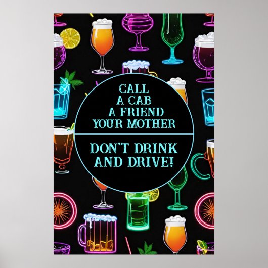 Niet Drinken en rijden bar Poster (Voorkant)