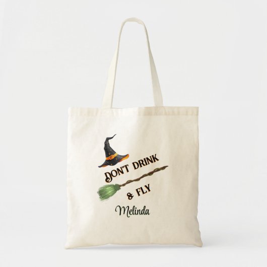 Niet Drinken en vliegen heks Tote Bag (Voorkant)