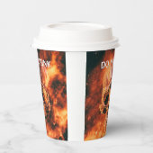 Niet Drinken. Vlammende schedel in de ruimte Papieren Bekers (Links)