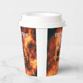 Niet Drinken. Vlammende schedel in de ruimte Papieren Bekers (Rechts)