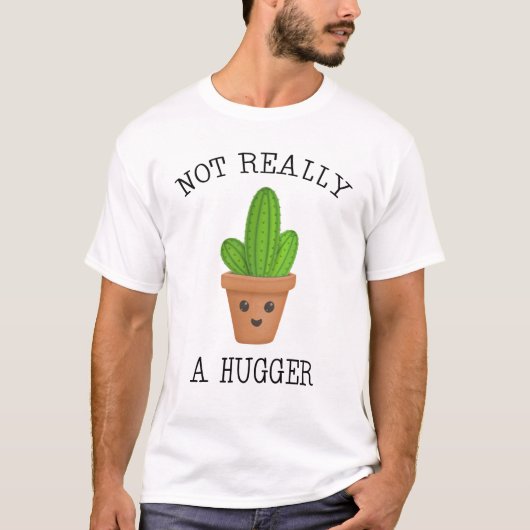 Niet echt een hugger die Kawaii Cactus Introvert. T-shirt (Voorkant)