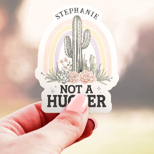 Niet een Knuffelaar Cactus Aangepaste Naam Vinyl Sticker