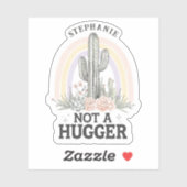 Niet een Knuffelaar Cactus Aangepaste Naam Vinyl Sticker (Vel)