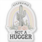 Niet een Knuffelaar Cactus Aangepaste Naam Vinyl Sticker (Voorkant)