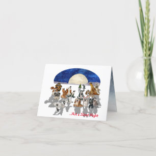 Niet... een 'Silent Night Dogs Cartoon Card' Feestdagen Kaart