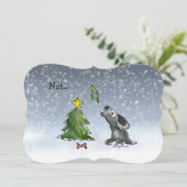 Niet... een 'Silent Night Dogs Cartoon Card' Feestdagenkaart (Staand voorkant)