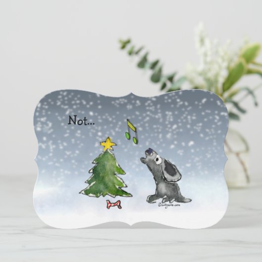 Niet... een 'Silent Night Dogs Cartoon Card' Feestdagenkaart (Staand voorkant)