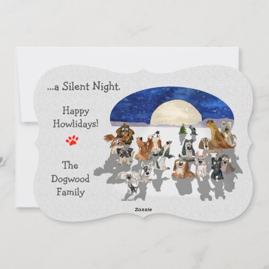 Niet... een 'Silent Night Dogs Cartoon Card' Feestdagenkaart (Achterkant)