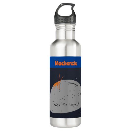 Niet eenzaam grappig karakter (blauw) waterfles  (Voorkant)